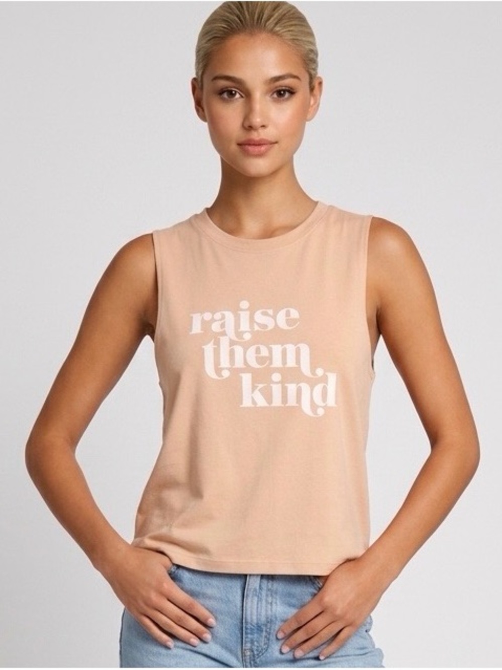 Lovers of hYOUmanity Peach Graphic Muscle Tank